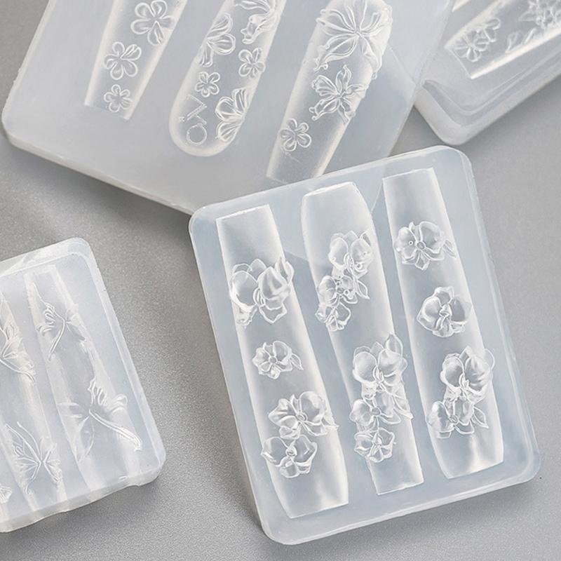 Professional 3D Nail Embossing Mold Reusable Silicone Template For Salon Home Manicure Nail Art Manicure Accessories