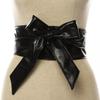 Solid Color Leather Cummerbunds for Women Wide Waist Belt Bow Self Tie Wrap Brand Ladies Fashion Strap Wide Waist Belts Gifts