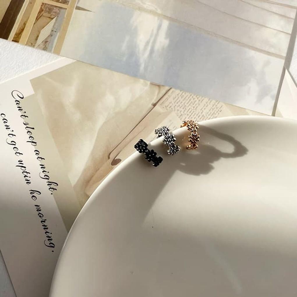 Daily Ear Cuff Earrings, Earrings with Connected Flowers