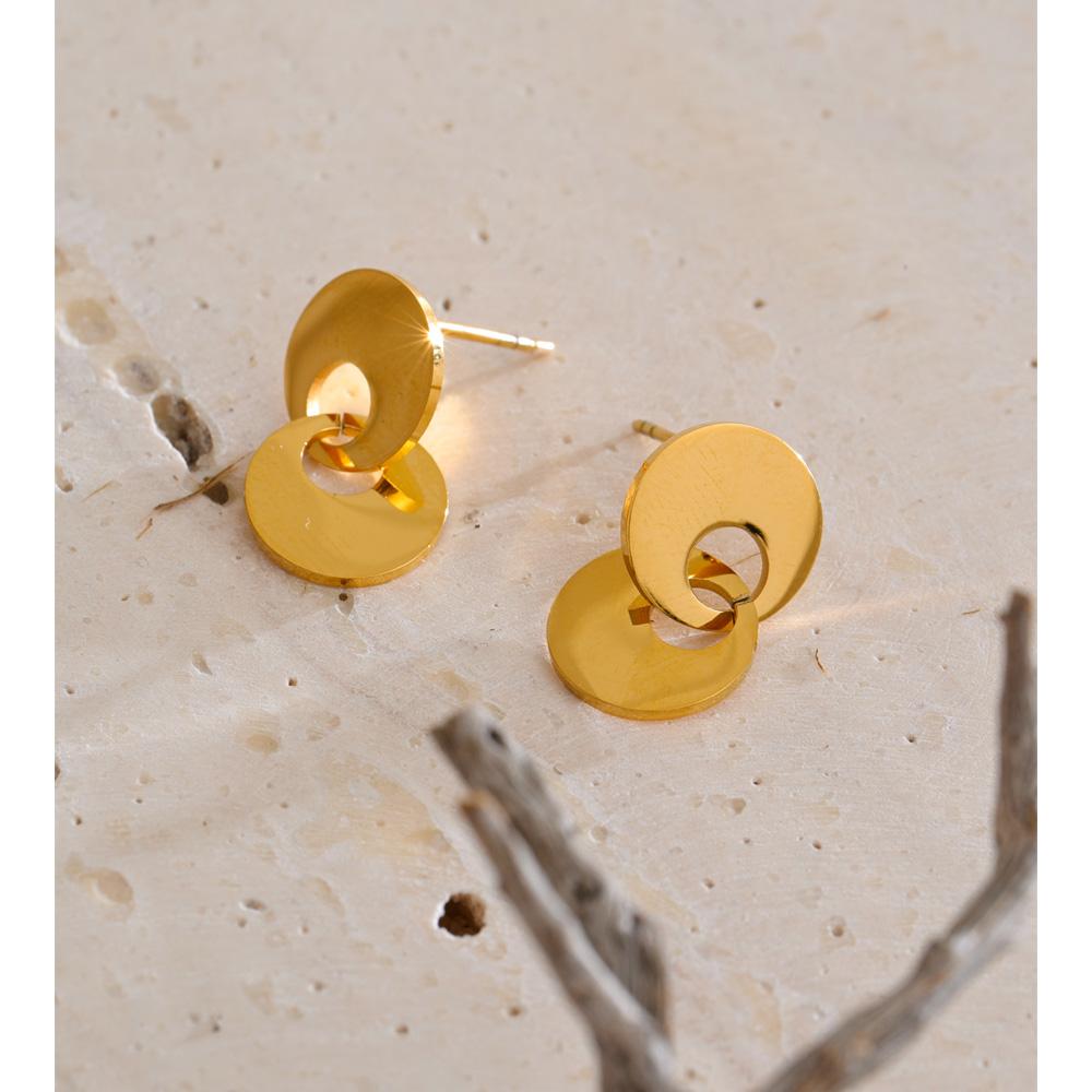 Eetit Glossy Stainless Steel Round Drop Dangle Earrings 18K Golden Plated Minimalist Daily  Versatile Jewelry Wholesale