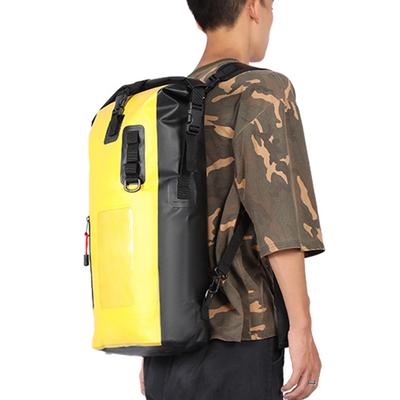 Waterproof Backpack Heavy Duty Roll-Top Closure Swim Bag with Front-Zipper Pocket