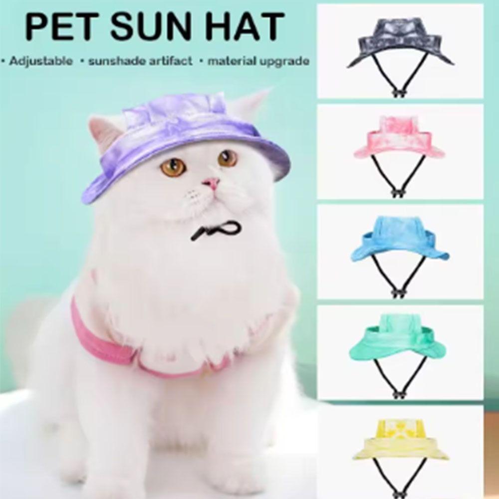 Adjustable Cat Baseball Cap with Ear Hole Cat Costume Hat Colorful Pet Sun Hat  Puppy Accessories