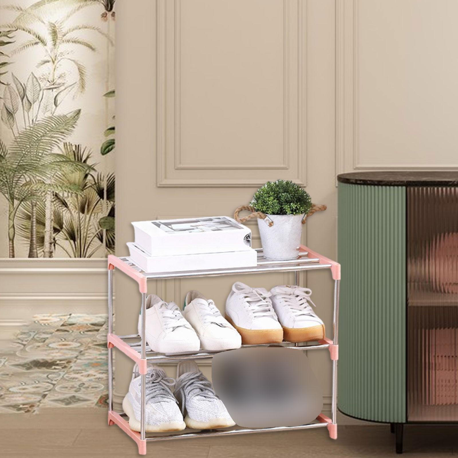 

Shoe Storage Rack Multi Layer Durability Heavy Duty, Practical, Shoes Shelf Organizer for 43cmx26cmx38cm_3 Layer Pink