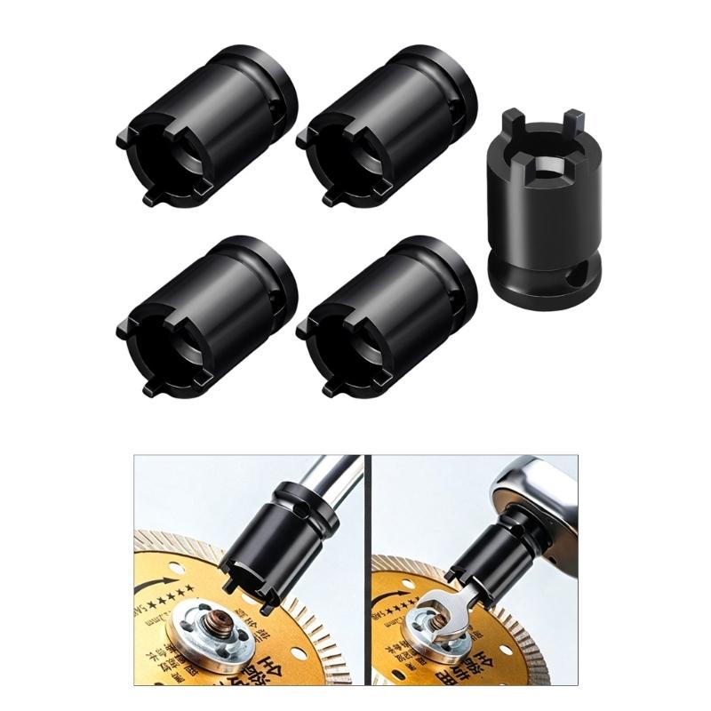 Winkelschleifer Steckschlüssel Werkzeug Zubehör 24mm Winkelschleifer Werkzeug Sicherungsmutter Schlüssel Set, 4-Loch Stahl Reparaturwerkzeug, 5-teiliges Set für Mutter Service, Teilewechsel und
