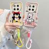 KEYSION Cartoon Cute Plush Embroidery Case for HONOR X9c 5G with Lanyard Shockproof Phone Cover for Huawei Honor Magic 7 Lite 5G