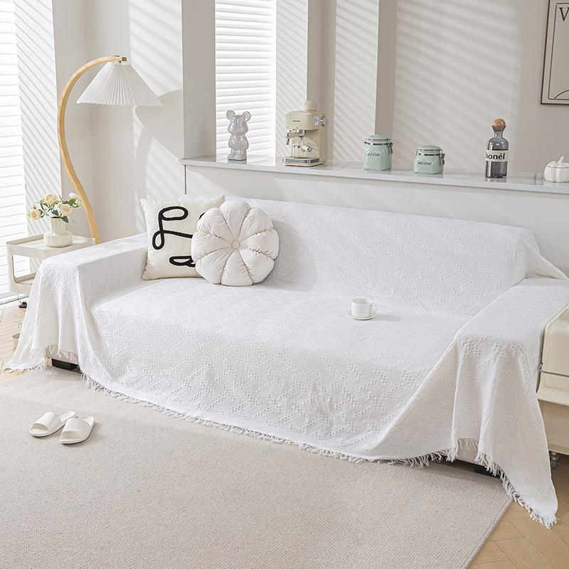 Nordic solid color four-season cotton thread blanket, simple seat cushion ins wind sofa towel, fashionable lunch break blanket