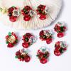 Festive Red Floral Cluster Christmas & New Year Earrings/Clips