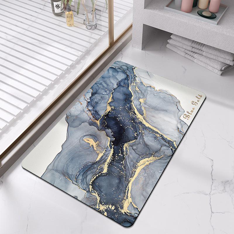 Luxurious Marble Pattern Diatom Mud Bath Mat - Absorbent, Non-Slip, Washable