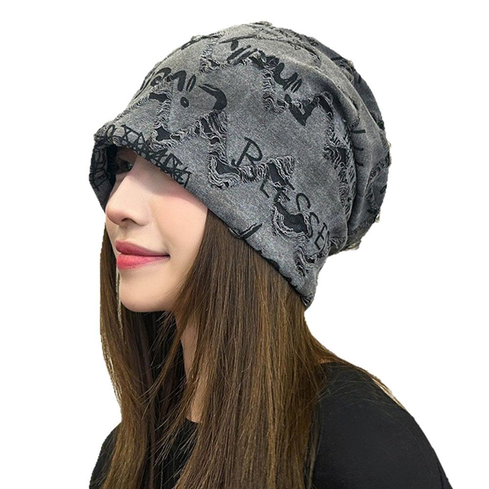 Fashion Thin Bonnet Letter Print Beanie Loose Wasteland Style Vintage Beanie Streetwear Design Casual Pullover Hat Unisex