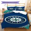 Seattle Mariners Logo Pattern Bedding Set Quilt Cover Pillowcase Home Decor Gift (1 * Duvet Cover + 2 * Pillowcase, Without Core)