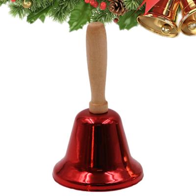 Festive Attention Christmas Hand Bell Wooden Handle Kindergarten Kids Christmas Jingle Ring Xmas Decorations Christmas Bells