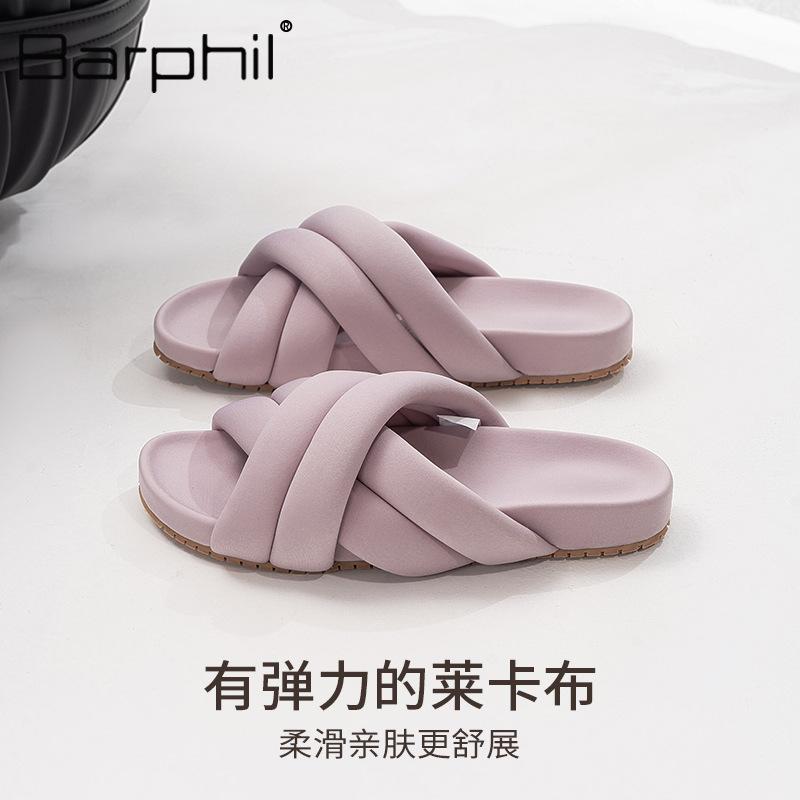 Fashion Fashion Cross Tied Design Brand Slippers Women Comfortable Lightweight Soft Flat Slippers Summer Open Toe Non-slip Beach Shoes