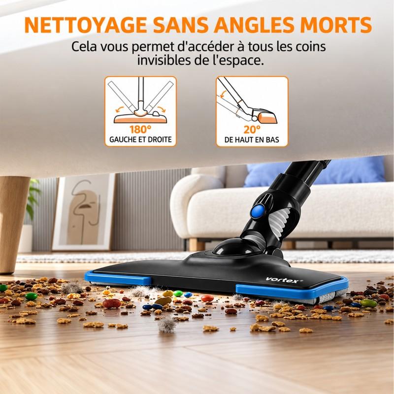 Vortex - Aspirateur Balai 2en1 Filaire - 400w - Filtre Hepa - Poignée Ergonomique - Cordon 5m - Noir