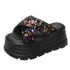 Fashion 8.5cm Synthetic Slip on Platform Wedge Fashion Sandal Bling ROME Ladies Beach Shoes Peep Toe Pumps Summer Slippers Fashion Shoes