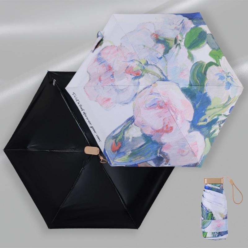 Oil Painting Umbrella Folding Rain Umbrella Travel Umbrella Small Umbrella Folding Umbrella Rain & Sun Umbrella