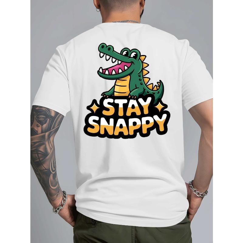 European Size Keep It Stylish with The New Croc Summer Men'S Short-Sleeved T-Shirt Featuring Back Prints, a Trendy And Fashionable Piece