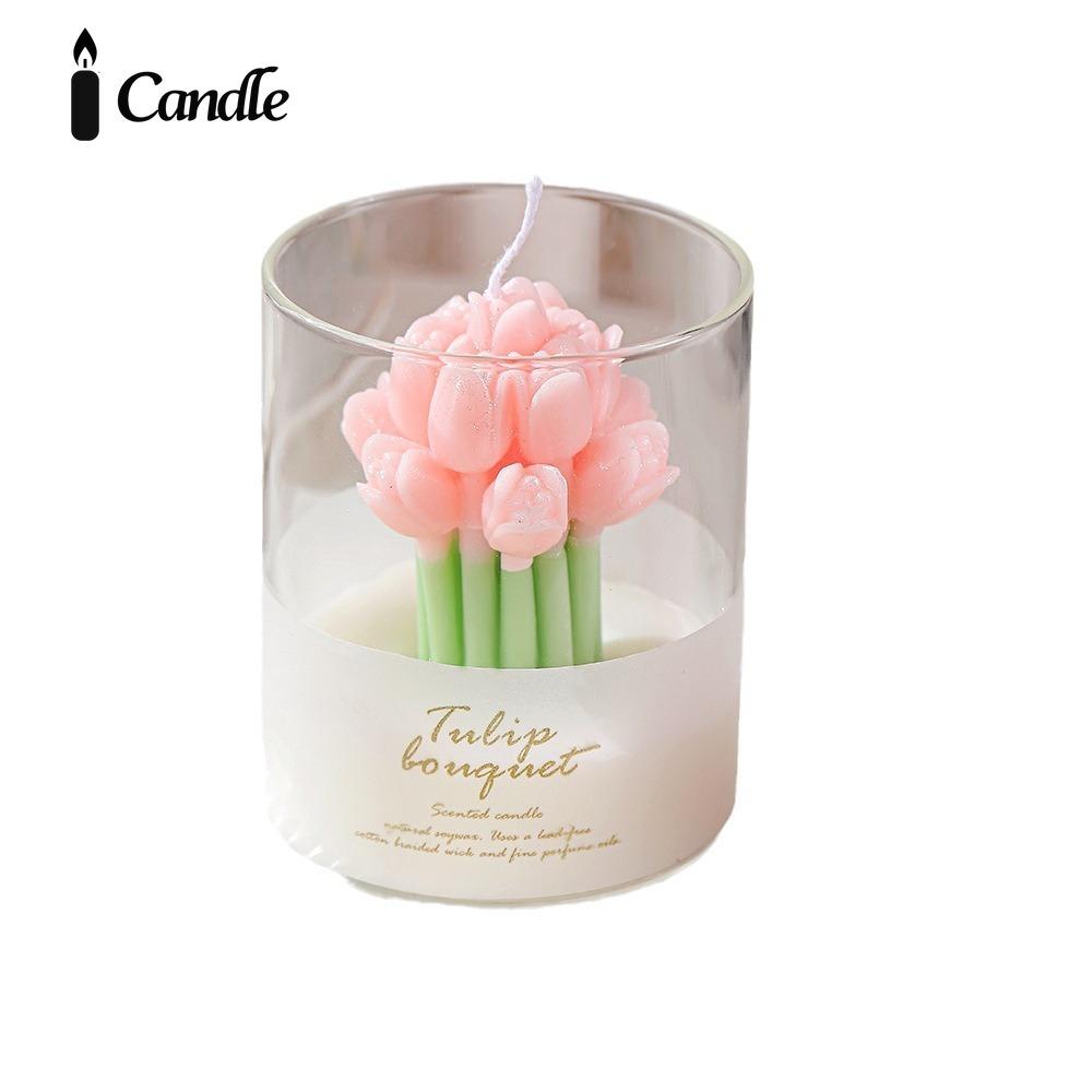 Lover flower scented candle ins atmosphere fragrance gift box tulip bouquet shape scented candle cup