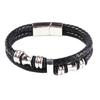 Leather rope bracelet cowhide men's double-layer stainless steel leather woven bracelet handmade multi-layer bracelet
