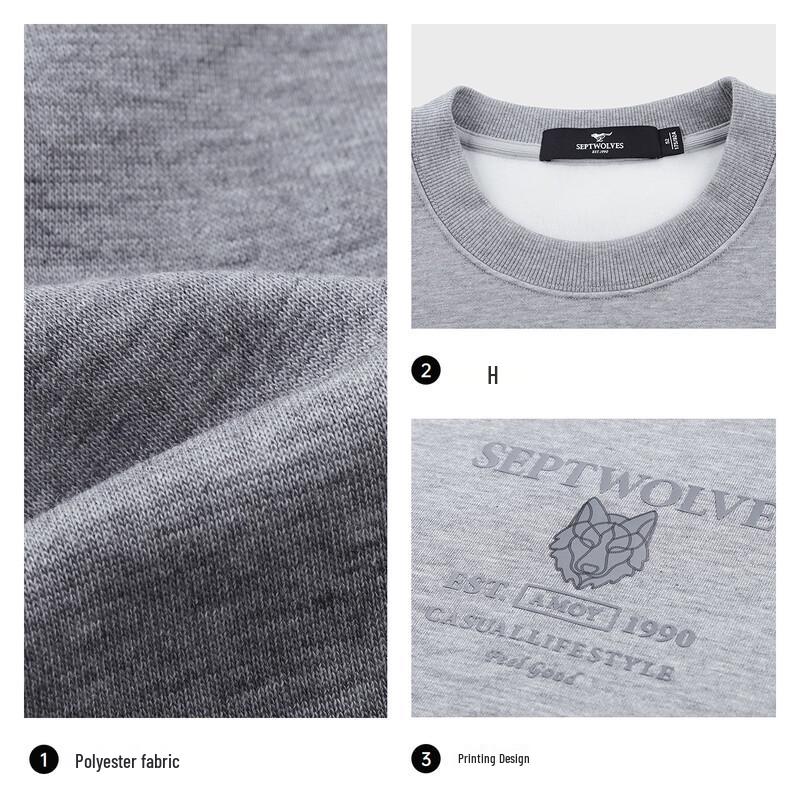 SEPTWOLVES Men's Printed Fleece Crewneck Sweatshirt