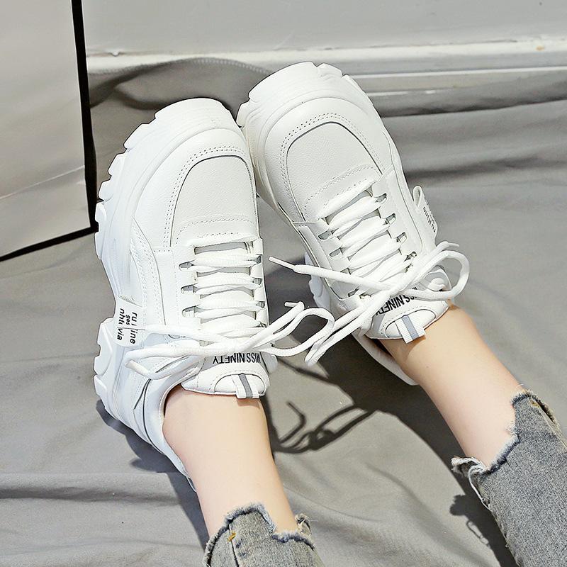 Осень новая женская студенческая спортивная обувь женская повседневная на платформе увеличивающая рост обувь А ретро 35