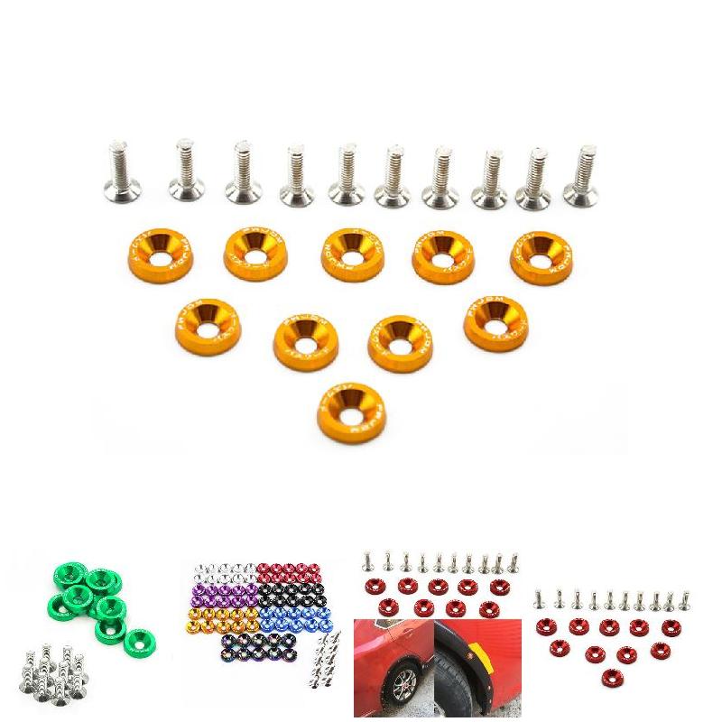 20 Pcs Car Billet Aluminum Bumper Washer Stainless Steel Screws Engine Kit Billet Aluminum Stainless Steel Screws Car Auto Guard