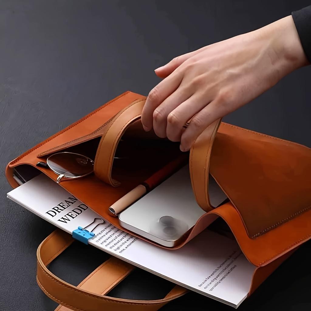 [Vintage Document Bag] Vintage PVC Fabric A4 Portable Document Bag | Thin File Folder Business Briefcase