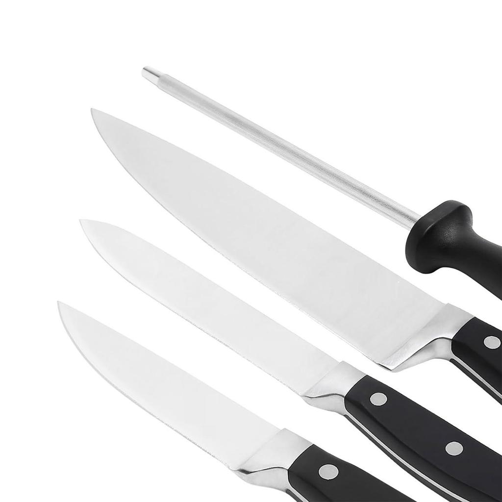 Premium High-Carbon Stainless Steel Kitchen Knife Set, 4-Pieces (with Sharpener), Silver