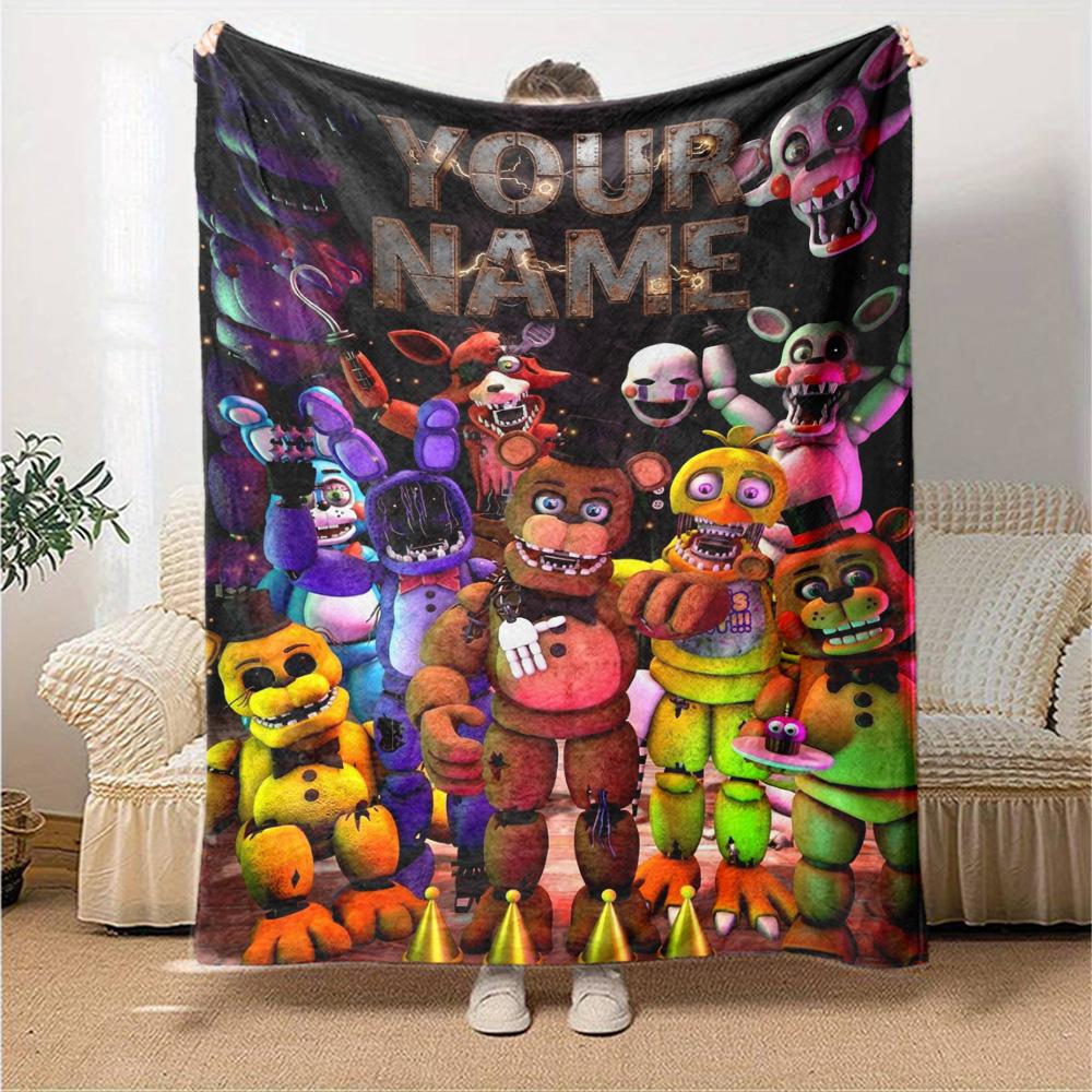 Name Custom FNAF Print Flannel Blanket High Quality Warm Comfortable Cover for All Seasons Perfect for Gifts Home Decor