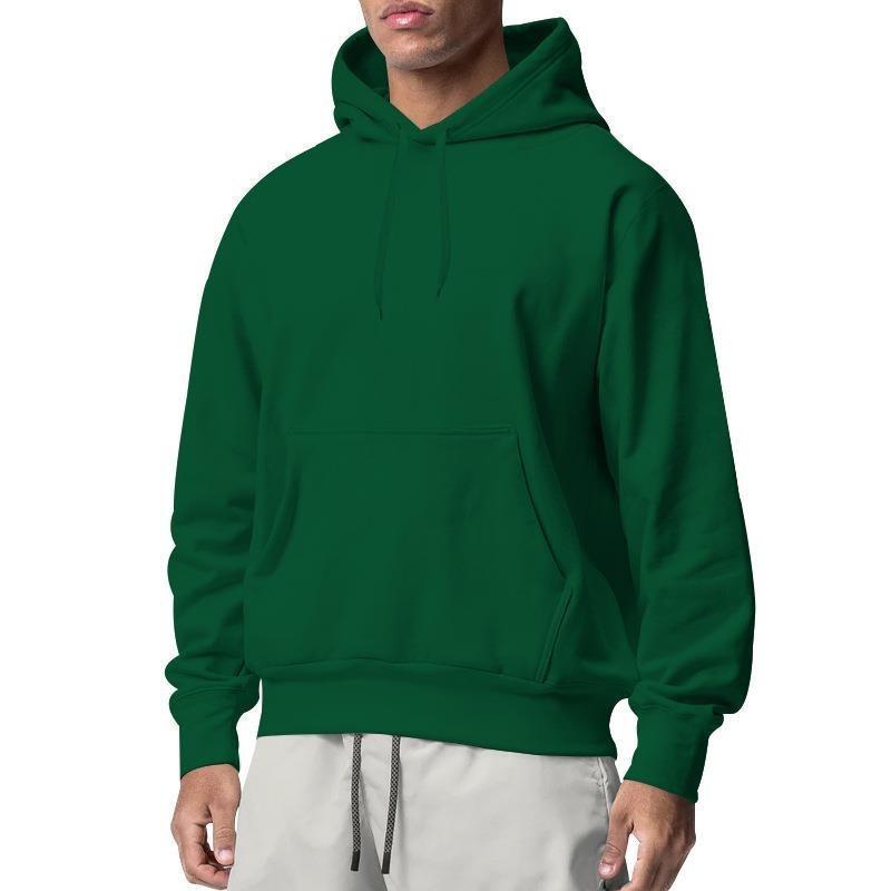 Mens Solid Fleece Hooded Sweatshirt Casual Loose Sports Long Sleeve Pullover