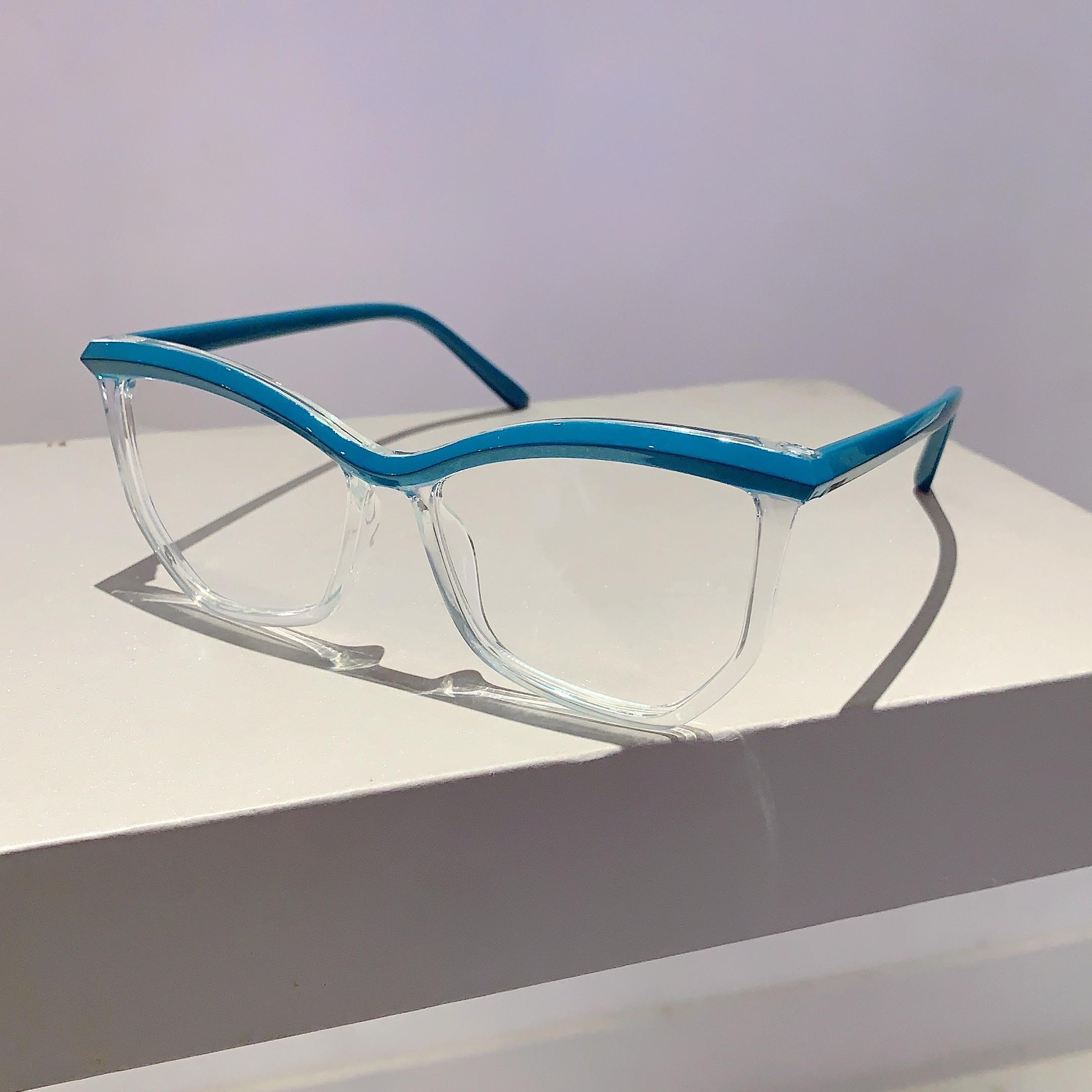 

Irregular Rim Non-Prescription Eyeglasses New In Stylish Trendy Design Oversized Blue Light Blocking Women Eyewear transparent lenses