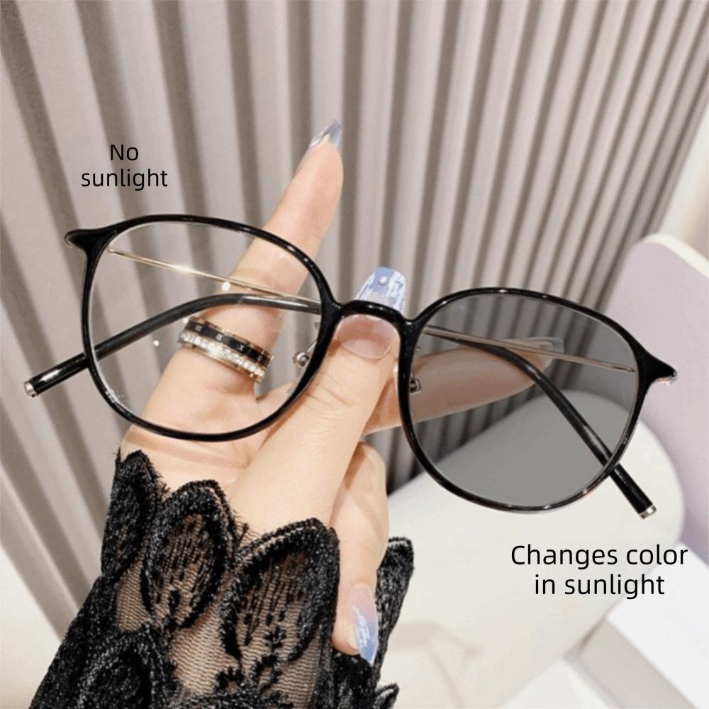 Ultra Light Photochromic Myopia Glasses Round Frame Presbyopia Glasses  Women Men