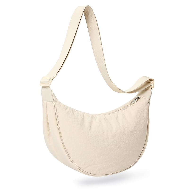 

[KALIDI] tote bag ladies Crossbody shoulder bag crescent moon shape large capacity shoulder bag nylon Adjustable shoulder belt with zipper unisex