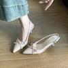 Pointed Toe Shallow Mouth High Heels Fairy Summer New Baotou Bow Back Empty Anti-slip Wear-resistant Stiletto Sandals