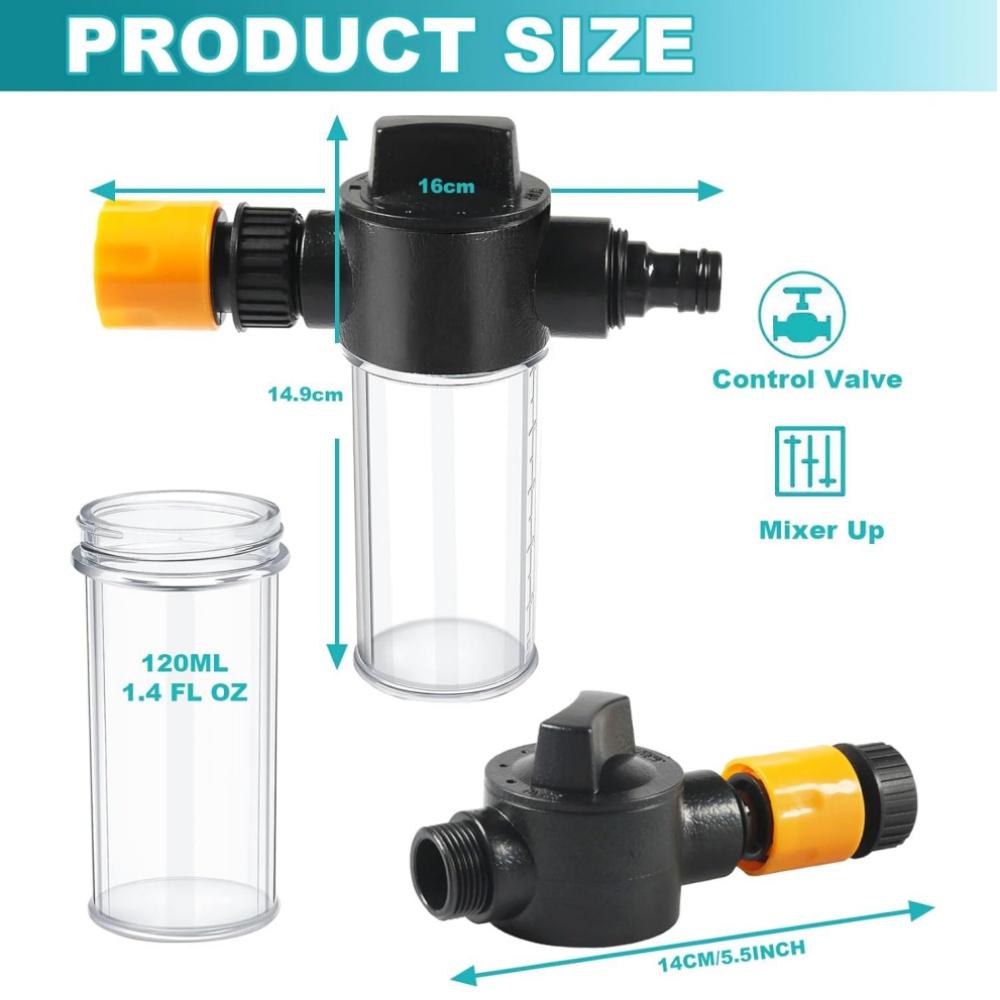 Motorcycle Snow Foam Spray Bottle for Garden Hose, High Pressure Water Gun Nozzle, Bike Wash Cleaner Tool