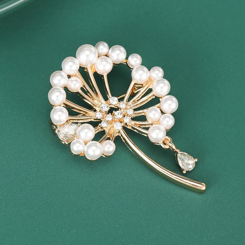 Dandelion Pins For Women Pearl Plant Brooches Banquet Party Backpack Gifts Jewelry Accessories