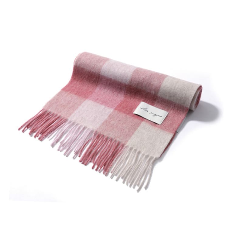 White Project PATTERN VIRGIN WOOL MUFFLER_PINK