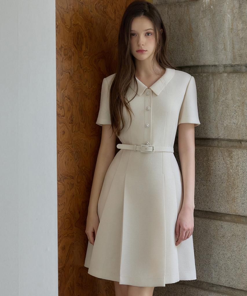JULIY&CALLA 26Hs Love By You March Summer Tweed Dress Beige Wedding Guest Look Ceremony Look