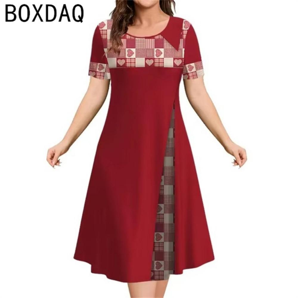 Rochie nouă pentru femei cu imprimeu etnic vintage 3D, rochie de vară cu mânecă scurtă, gât rotund, casual, rochie A-line, rochii supradimensionate pentru doamne
