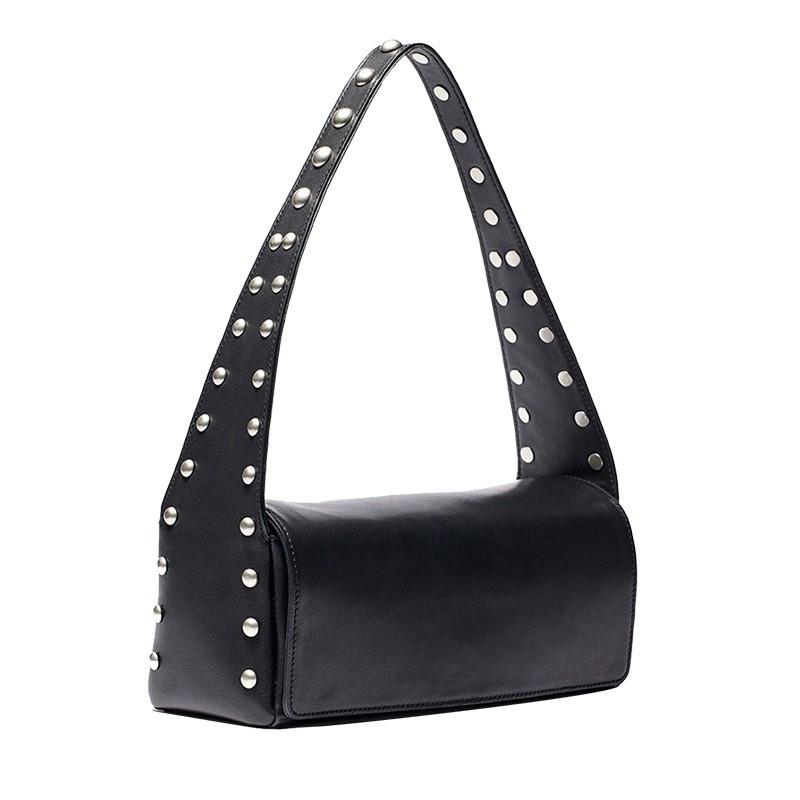 

Rivet Bag 2025 New Korean Ins Niche Personality Retro One-shoulder Cross-arm Black Commuter чорний