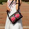 Yunnan Ethnic Embroidered One-Shoulder Crossbody Bag with Three Zippers - Large Size for Ladies