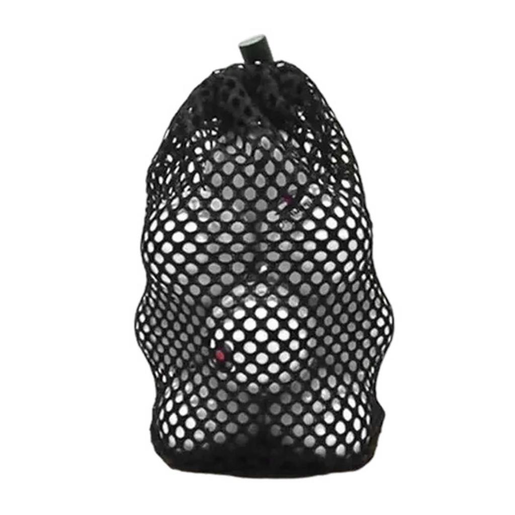Black Golf Ball Pouch Bag with Durable Nylon Material Sports Mesh Net Bag Suitable for Outdoor Gyms Travel