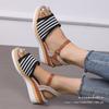 Wedge heel platform sandals women's summer 2025 new models go out elastic weaving color ribbon Roman sandals women black