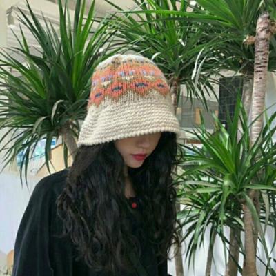 Coarse Wool Fisherman Hat for Women In Autumn and Winter Versatile Street Handmade Crochet Knitted Wool Hat Japanese Literary Curly Basin Hat
