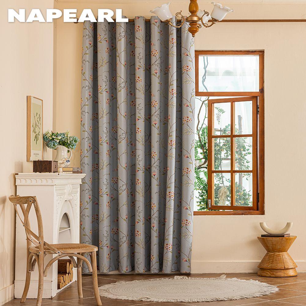 1PC NAPEARL European Luxury 100% Blackout Blackout Curtain Vintage Floral Curtains Curtain for Bedroom Living Room Balcony Window for Home Decor