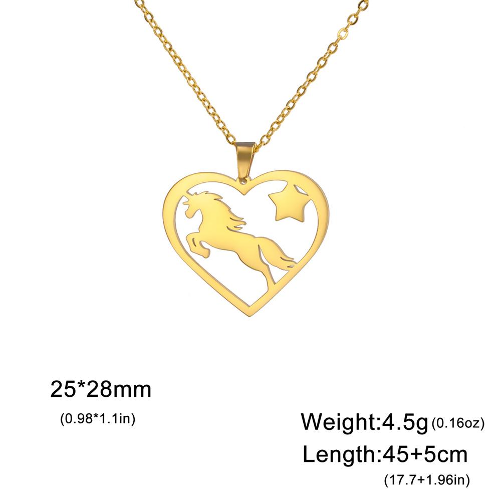 My Shape Running Horse Pendant Necklaces Women Men Stainless Steel Couple Love Heart Horse Animal Neck Chain Horse Lover Jewelry
