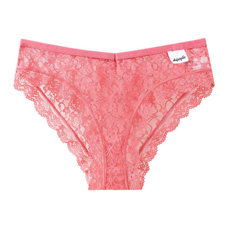 Women Lace Underwear Breathable Briefs Seamless Sexy Hollow Mesh Triangle Panties