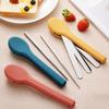 3pcs/set 304 Stainless Steel Travel Cutlery Set With Silicone Case Kitchen Dinnerware Set  Picnic
