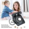 Kid Wooden Dial Telephone Toy Simulation Play House Telephone Retro Rotary Dial Telephone Toy With Four Simulation Coins
