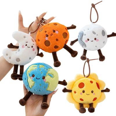 Non-Toxic Cute Cartoon Planets Plush Keychain Stuffed Earth Mars Soft Dolls Key Chain Lovely Sun Moon Pendant Bag Decor Kawaii Keychain