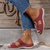 Ciabatte da Donna con Zeppa e Suola Spessa, Traforate, Stile Euro Americano con Fibbie Metalliche